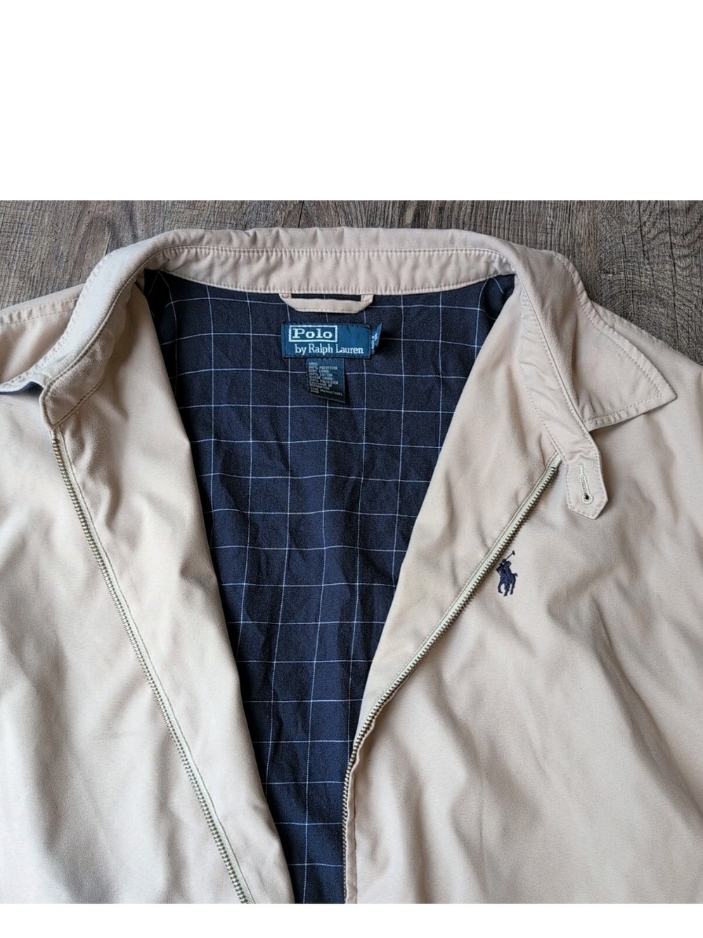 Vtg Polo Ralph Lauren Jacket XXL Khaki Harrington Bi Swing Plaid Lined Bomber - Picture 2 of 9